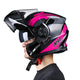 DIY Flip Up Modular Helmet DOT Black Pink
