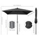 DIY 9 ft Lighted Patio Umbrella Square Solar Umbrella Tilt 8-Rib