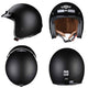 DIY 3/4 Open Face Motorcycle Helmet DOT Matte Black S-XXL