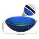 DIY Bathroom Sink Tempered Glass Countertop Vanity Sink Round Blue Green