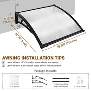 DIY 3ft Awning Patio Cover Rain Protection Window