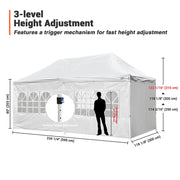 DIY 10x20ft Easy Pop Up Canopy 4-Sidewall Party Tent Shelter