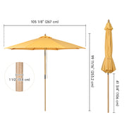 DIY 9ft Wooden Patio Umbrella Acrylic Fabric Market Umbrella