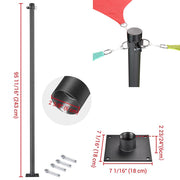 DIY Sun Sail Posts Pole Kit (Base, Extension & D-Ring Clamp)