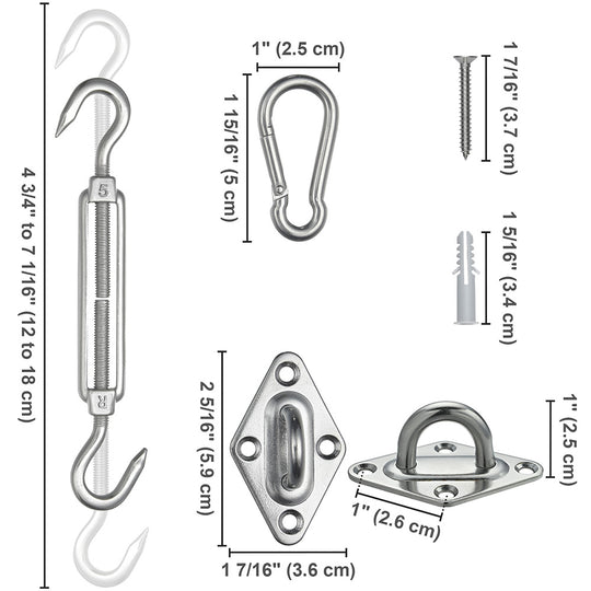 DIY Stainless Steel Pad Eye Turnbuckle Carabiner, 6