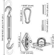 DIY Stainless Steel Pad Eye Turnbuckle Carabiner, 6