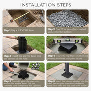 DIY In-Ground Flush Mount Umbrella Base Plate for 2" Posts