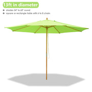 13 Foot Wooden Patio Umbrella Color Options