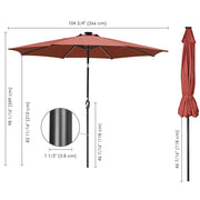 DIY 9 ft Patio Umbrella with Lights Solar Umbrella Tilt 8-Rib