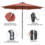 DIY 9 ft Patio Umbrella with Lights Solar Umbrella Tilt 8-Rib