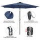 DIY 10 ft Patio Umbrella with Lights Solar Umbrella Tilt 8-Rib