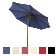 DIY 9 ft 8 Ribs Wooden Patio Umbrella Tilt Color Options