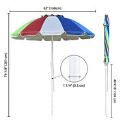 DIY 6 ft 12-Rib Rainbow Beach Umbrella Tilt & Built-in Sand Anchor