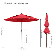 DIY 9 Foot Tilting Outdoor Patio Umbrella 3-Tiered