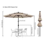 DIY 10 Foot Tilting Patio Umbrella with Light 3-Tiered