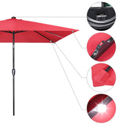 DIY 10 ft Lighted Patio Umbrella Square Solar Umbrella Tilt 8-Rib