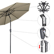 DIY 10 ft Tilting Outdoor Patio Umbrella 220g Yarn-dyed Canopy UV50+