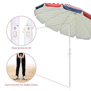 DIY 6 ft Colorful Beach Umbrella Tilt & Built-in Sand Anchor