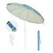 7 ft Colorful Beach Umbrella Tilt & Built-in Sand Anchor