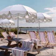 DIY 6 ft 8-Rib Beach Umbrella with Fringe and Anchor