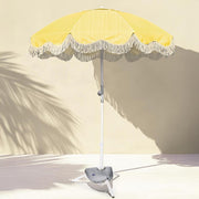 DIY 6ft Beach Umbrella with Fringe and Portable Stand Base