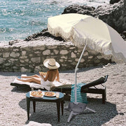 DIY 6ft Beach Umbrella with Fringe and Portable Stand Base