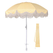 DIY 6 ft 8-Rib Fringe Beach Umbrella Tilt with Sand Auger Anchor