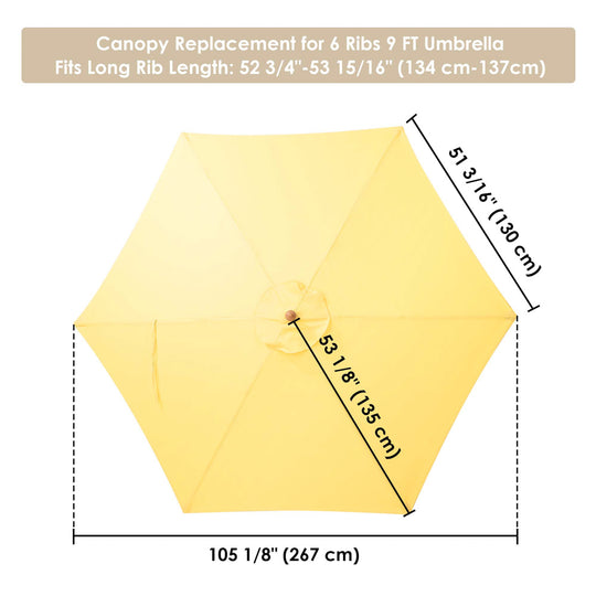 DIY 9 ft 6-Rib Patio and Market Umbrella Replacement Canopy