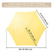 DIY 9 ft 6-Rib Patio and Market Umbrella Replacement Canopy