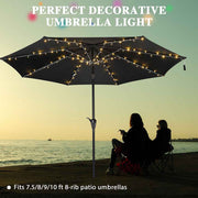 DIY Outdoor Umbrella Lights Solar Day Night Sensor 9-10ft 8-Rib