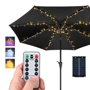 DIY Outdoor Umbrella Lights Solar Day Night Sensor 9-10ft 8-Rib