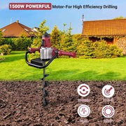 DIY 1500w Electric Post Hole Digger with 6" Fence Post Drill
