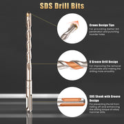 DIY 17pcs SDS/SDS-Plus Drill Bits Point Chisel Flat Chisel U-groove Chisel