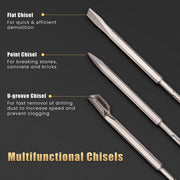 DIY 17pcs SDS/SDS-Plus Drill Bits Point Chisel Flat Chisel U-groove Chisel