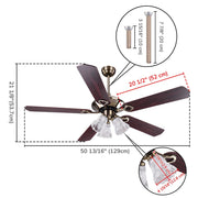 DIY Living Room 51" Bronze Ceiling Fan with 3-Light & Remote Control