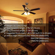DIY Living Room 51" Bronze Ceiling Fan with 3-Light & Remote Control