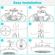 DIY Bedroom Ceiling Fan with Light Remote & App Control, 18"