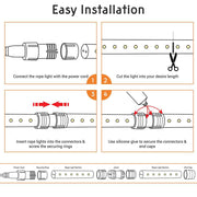 DIY 150ft Waterproof LED Rope Light with Power Cord & Connector