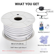 DIY Waterproof LED Neon Rope Light Warm White RF Remote