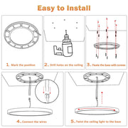 DIY 50W 24" LED Flush Ceiling Light Color Change