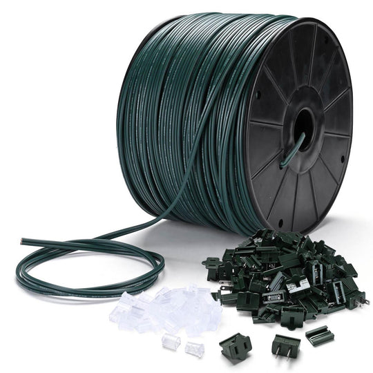 DIY Zip-Cord Electrical Wire 18-AWG SPT-1 with Plugs & End Caps