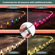 DIY 100ft C9 Christmas Light Pathway Set with Ground Stakes