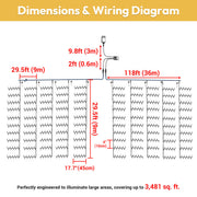 DIY 120V LED Icicle Lights (10x)29.5ft/ea, 9,000 5mm LEDs, 18" Drop Lengths