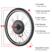 DIY 26 Inch 48v 1000w Ebike Conversion Kit Rear