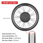 DIY 26 Inch 48v 1000w Ebike Conversion Kit Pedal Assist Front