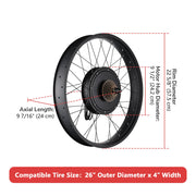 DIY 26 Inch 1000w Fat Tire Ebike Conversion Kit Rear Pedal Assist