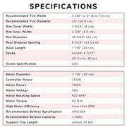 DIY 20 Inch 36v 750w E-Bike Hub Motor Conversion Kit Rear