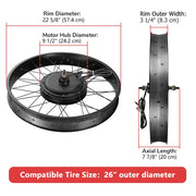 DIY 26 Inch 1500w Fat Tire Ebike Conversion Kit Pedal Assist Front