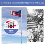 DIY Aluminum Telescoping Flagpole Kit with US Flag(20/25/30FT Options)