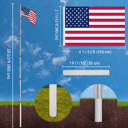 DIY Aluminum Telescoping Flagpole Kit with US Flag(20/25/30FT Options)